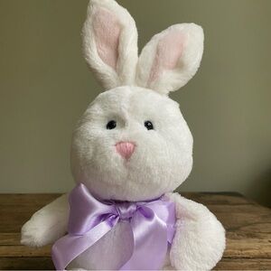 Animal Adventure White Bunny Plush 12" Soft  Bunny Rabbit Purple Bow